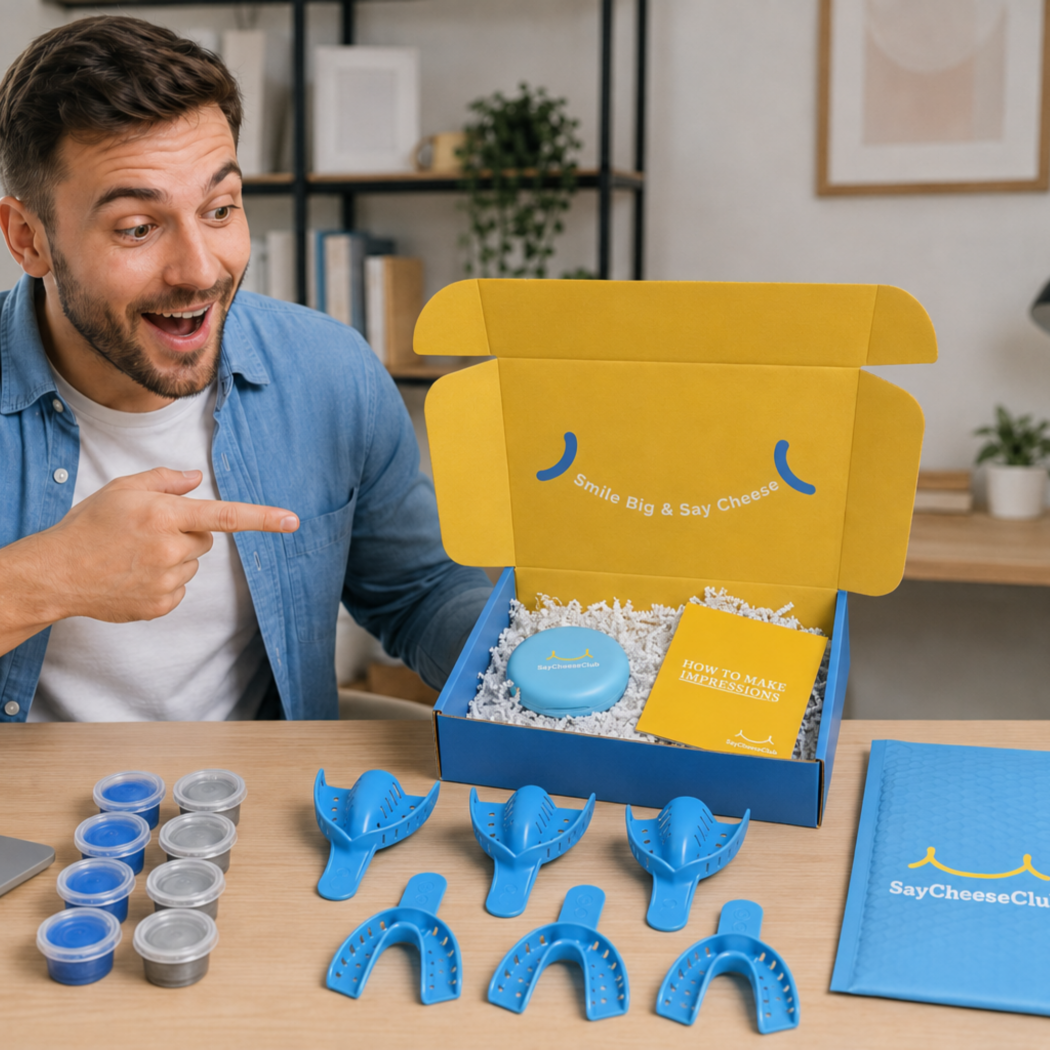 Customer excited to receive a custom night guard impression kit 